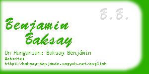 benjamin baksay business card