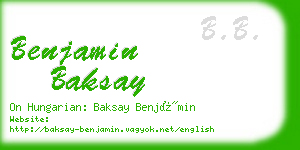 benjamin baksay business card